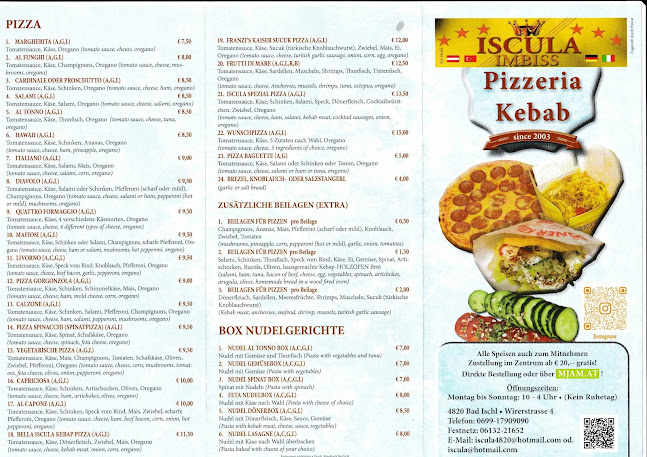 Opinii despre ISCULA Gastro Pizzeria -Kebap -Grill, F. A. VERDIL în Bad Ischl - Gastronomie und Hotellerie