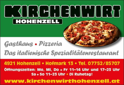 Kirchenwirt Hohenzell Pizzeria und Gasthaus mit traditioneller Küche - Hohenzell