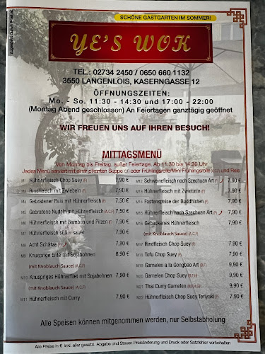 Opinii despre China-Restaurant Ye's Wok în Langenlois - Gastronomie und Hotellerie