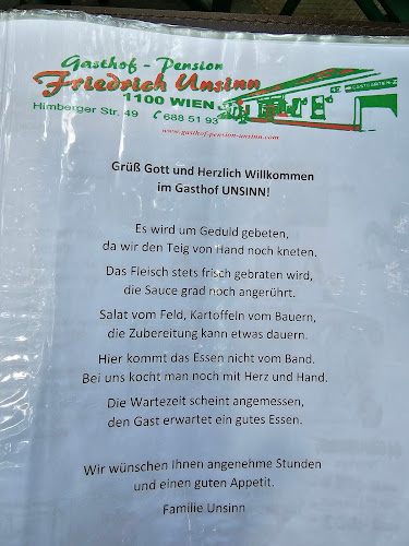 Opinii despre Gasthof - Pension Unsinn în Wien - Gastronomie und Hotellerie
